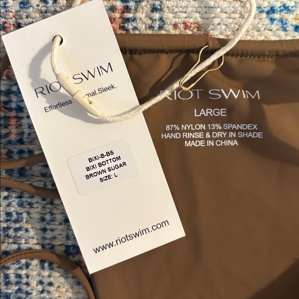 Riot Swim Bixi Bikini Bottoms in Brown Sugar SZ L NWT - Picture 5 of 5